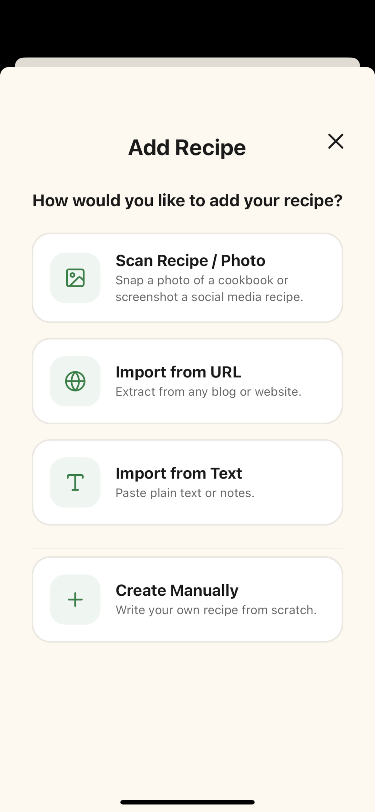 Importing a recipe from a link in the Sapid app